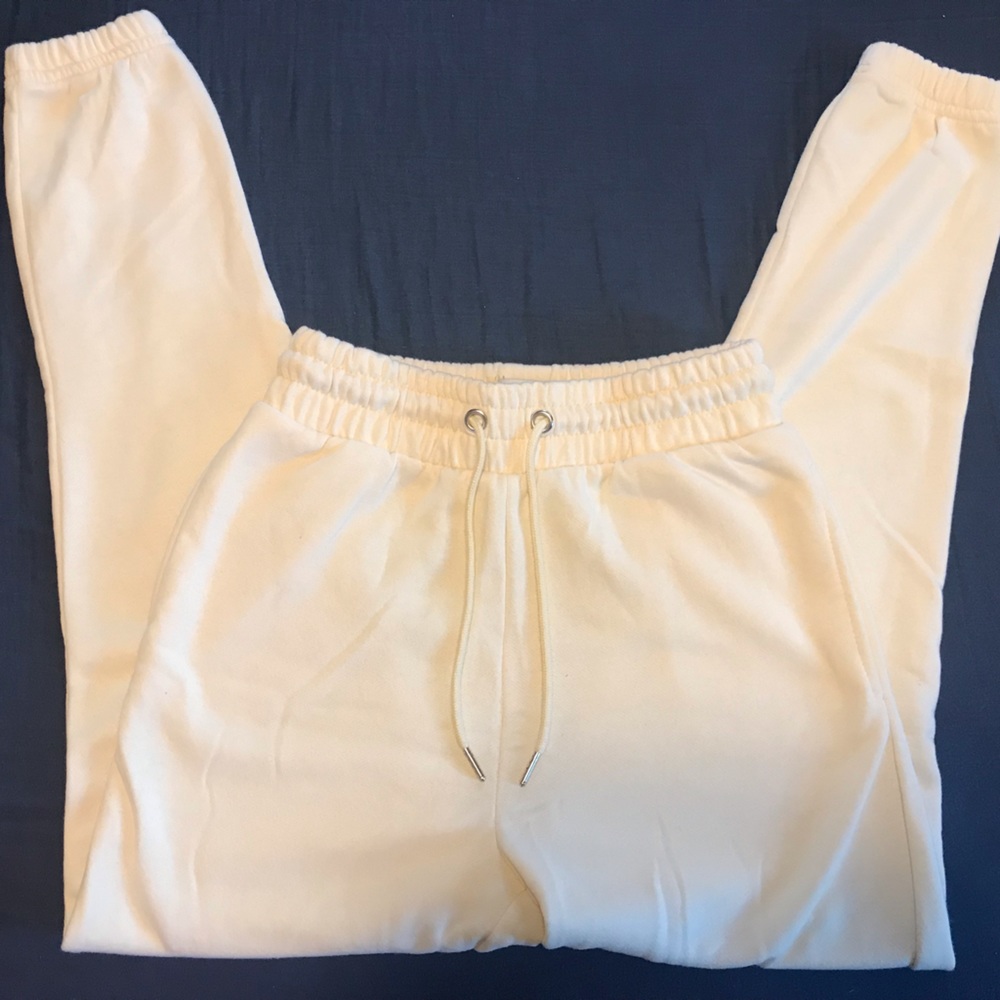 Pastel Yellow Streetwear Society Drawstring Sweatpants Joggers - XS